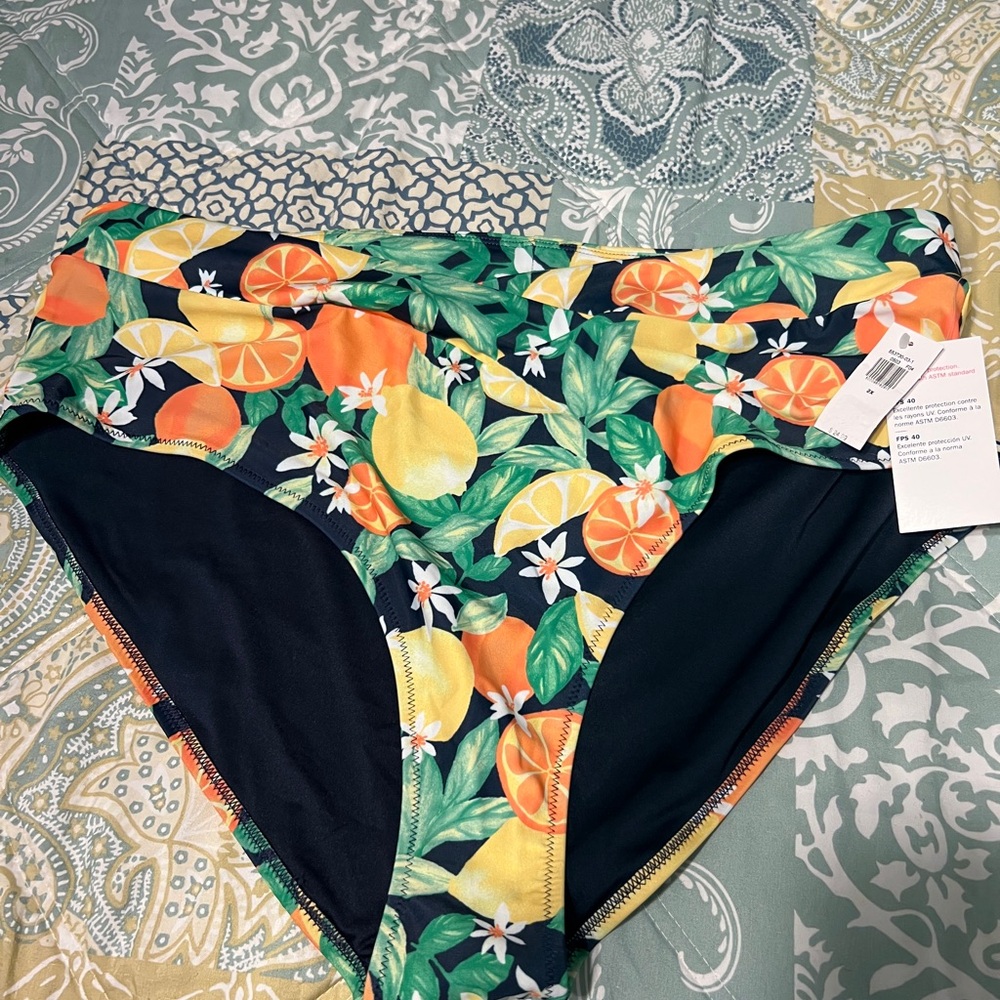 Old Navy Tropical Fruit Print High Waisted Bikini Bottom